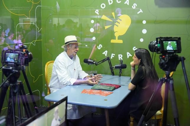 Gravação de podcast durante o festival